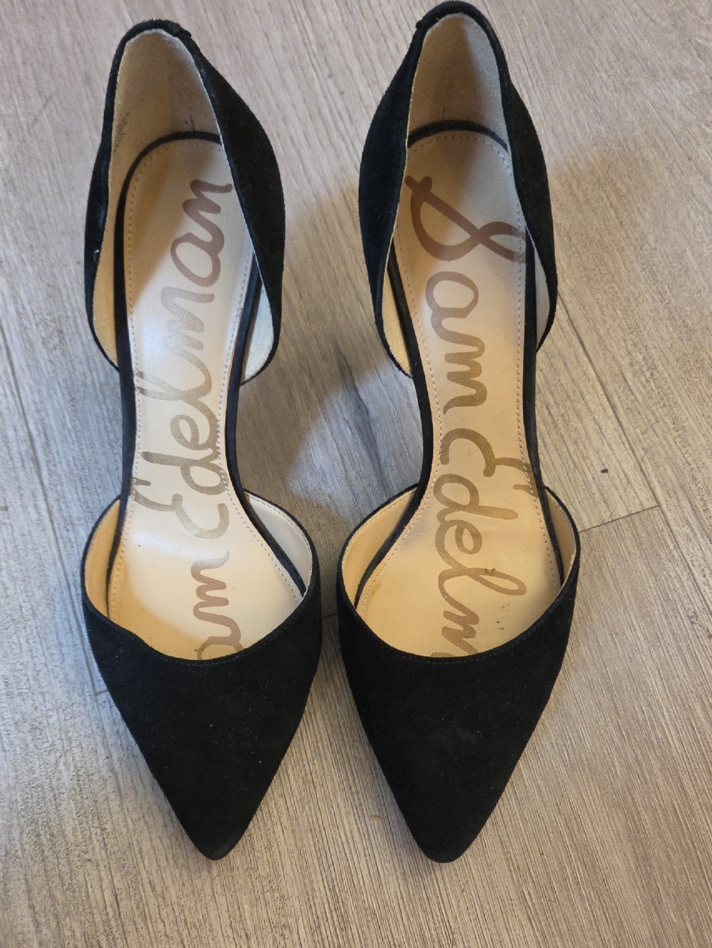 Sam Edelman Black Suede D'Orsay Pointed Pump